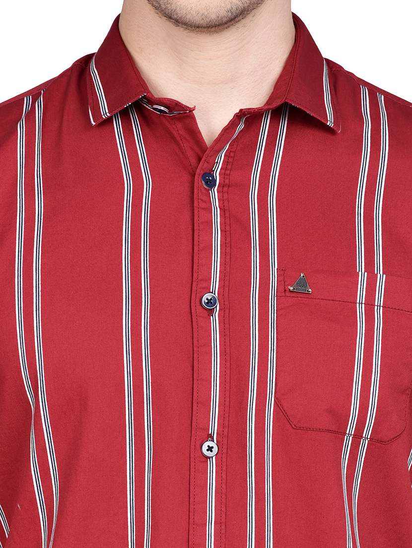 maroon striped casual shirt - 17744257 - Standard Image - 4