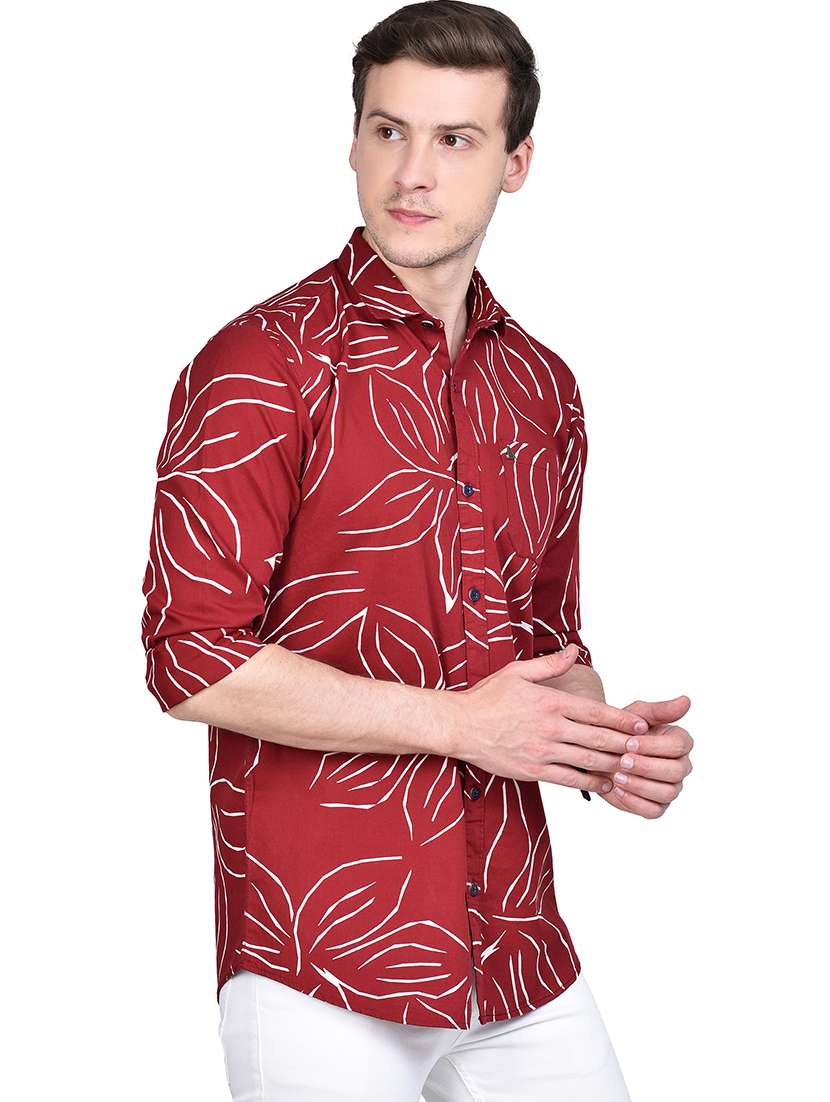 maroon printed casual shirt - 17744259 - Standard Image - 1