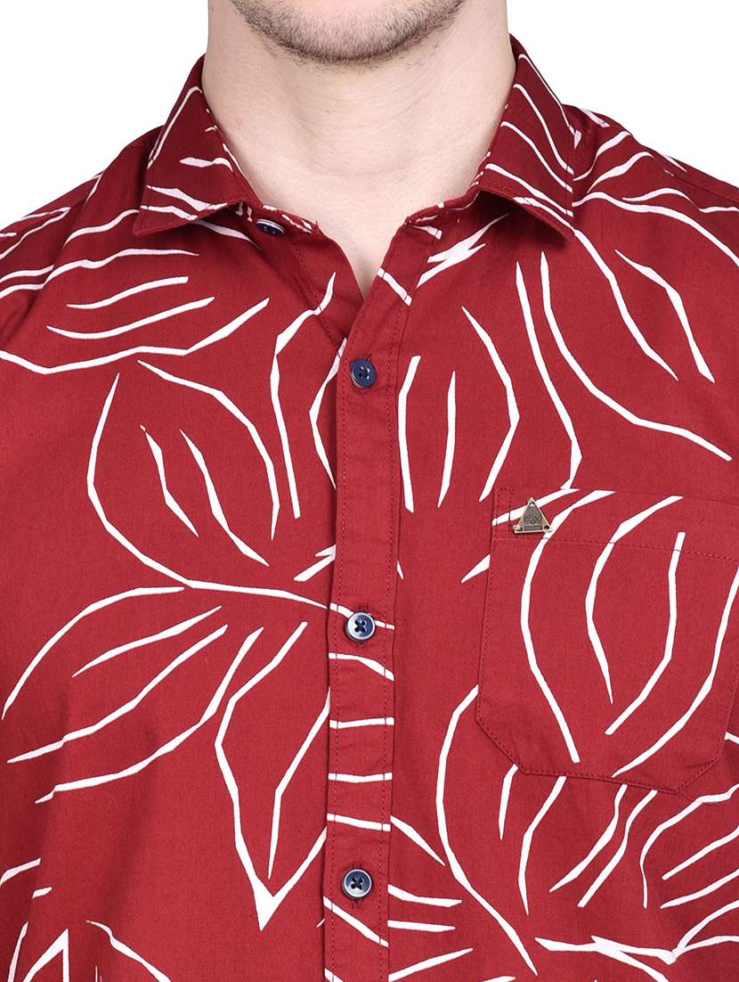 maroon printed casual shirt - 17744259 - Standard Image - 4