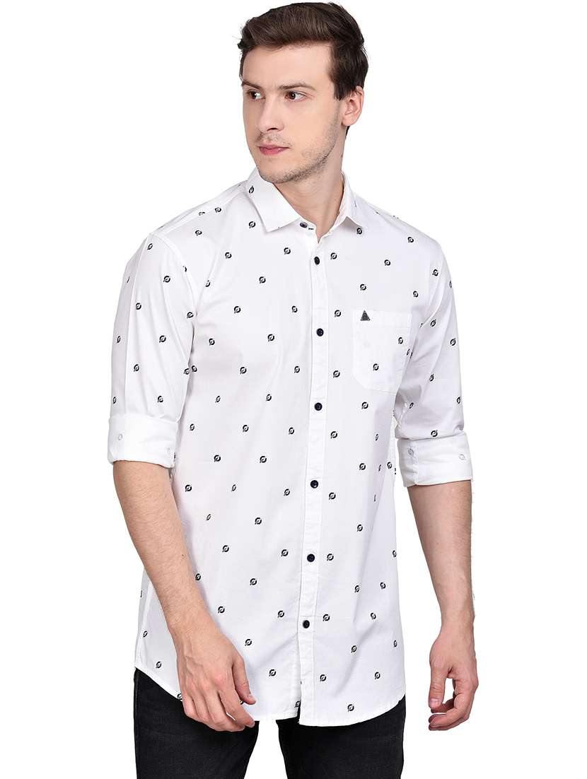 white printed casual shirt