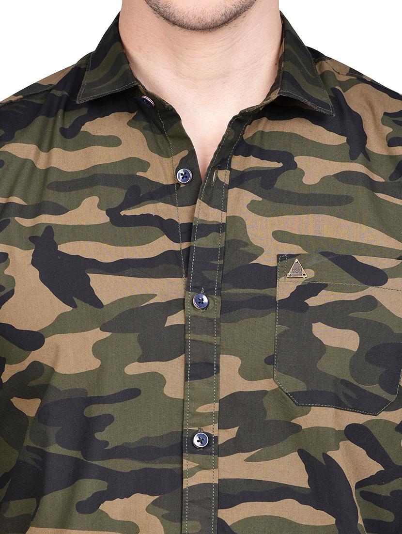 olive green camouflage casual shirt - 17744261 - Standard Image - 4