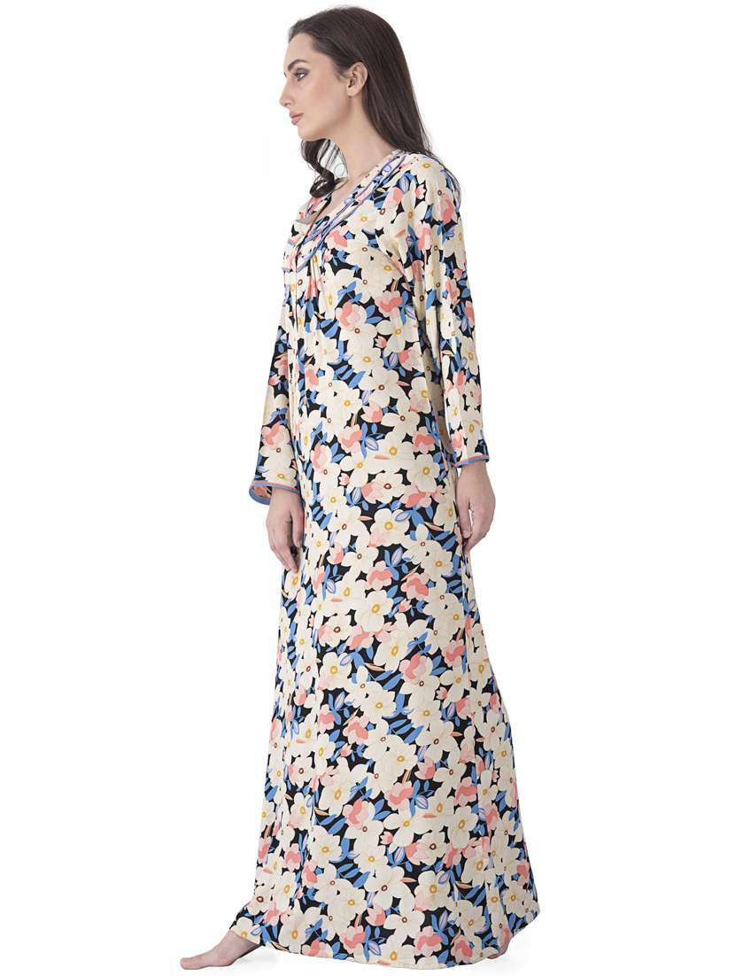 round neck floral nightwear gown - 17744388 -  Standard Image - 1