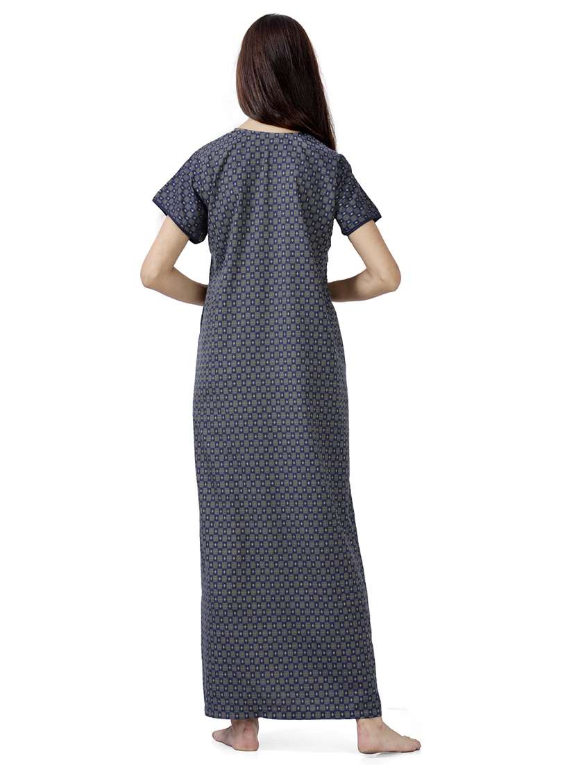 round neck printed nightwear gown - 17744392 - Standard Image - 1