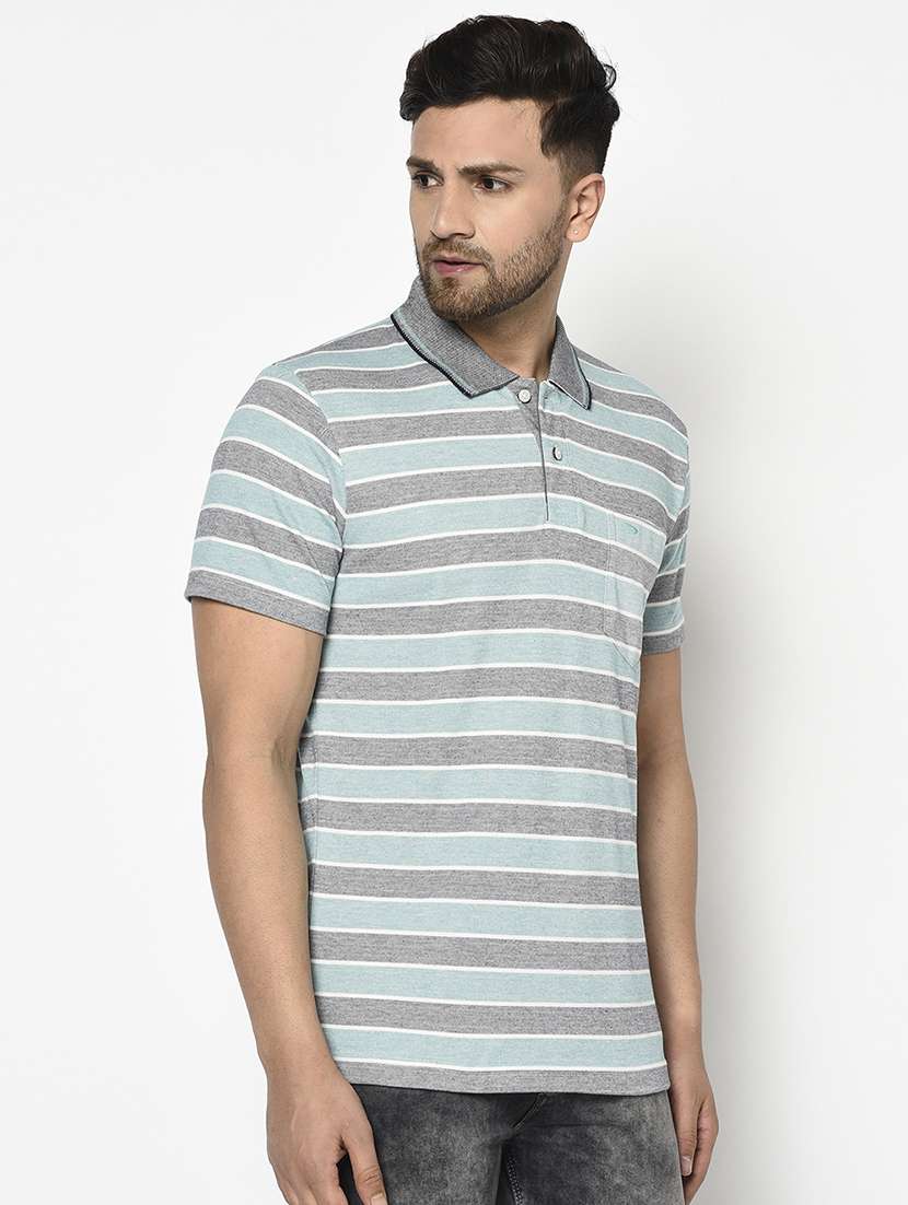 blue striped polo t-shirt - 17745659 -  Standard Image - 1