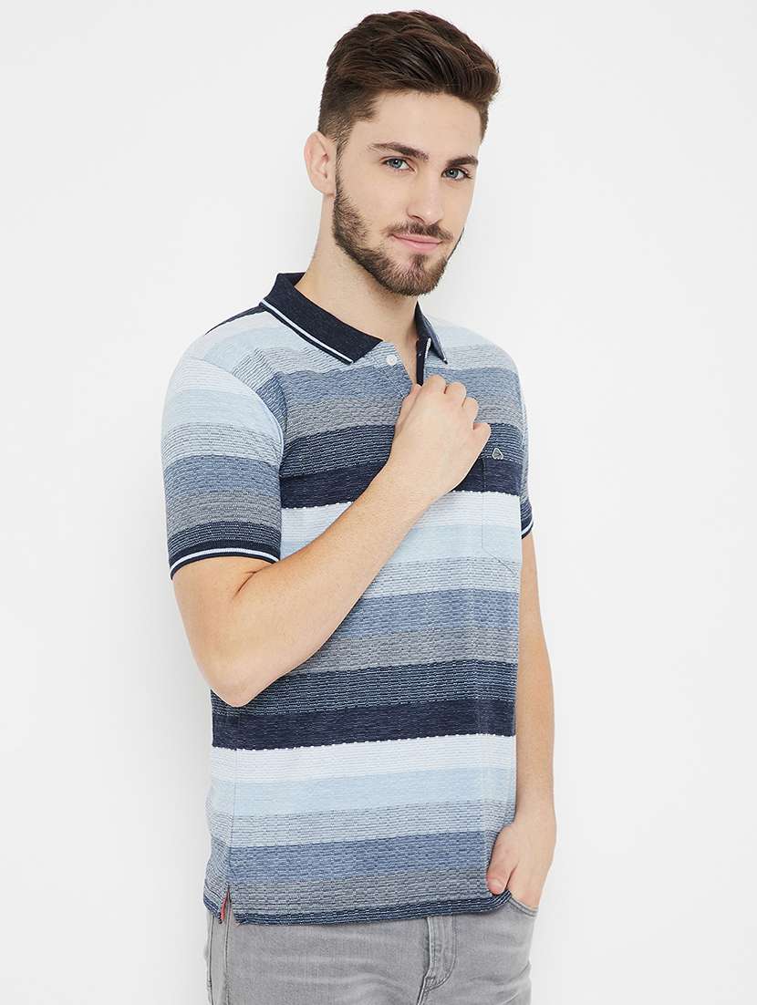 blue striped polo t-shirt - 17745709 -  Standard Image - 1