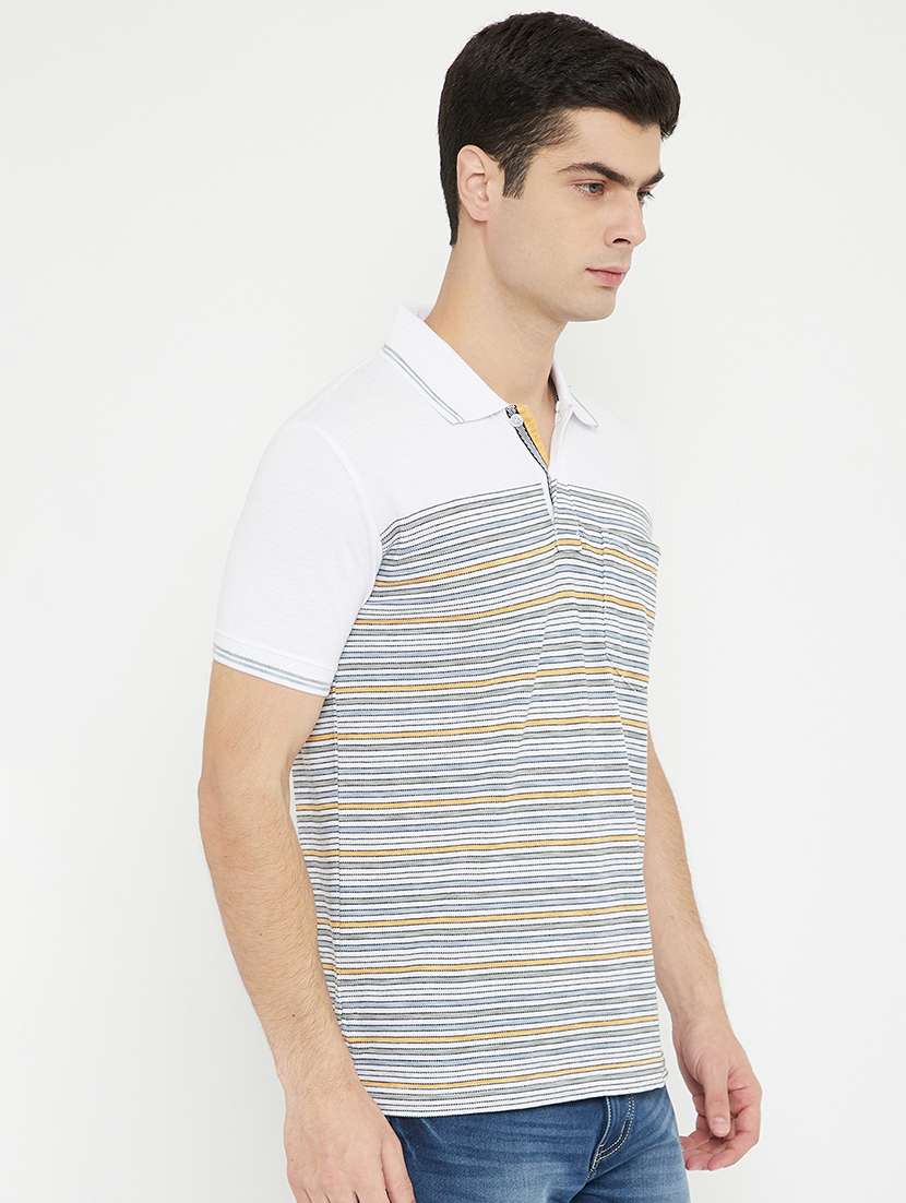 white striped polo t-shirt - 17745717 -  Standard Image - 1
