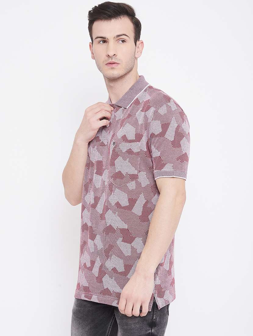 maroon self design polo t-shirt - 17745721 -  Standard Image - 1