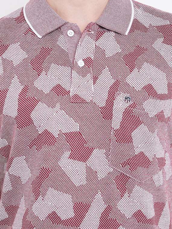 maroon self design polo t-shirt - 17745721 -  Standard Image - 4