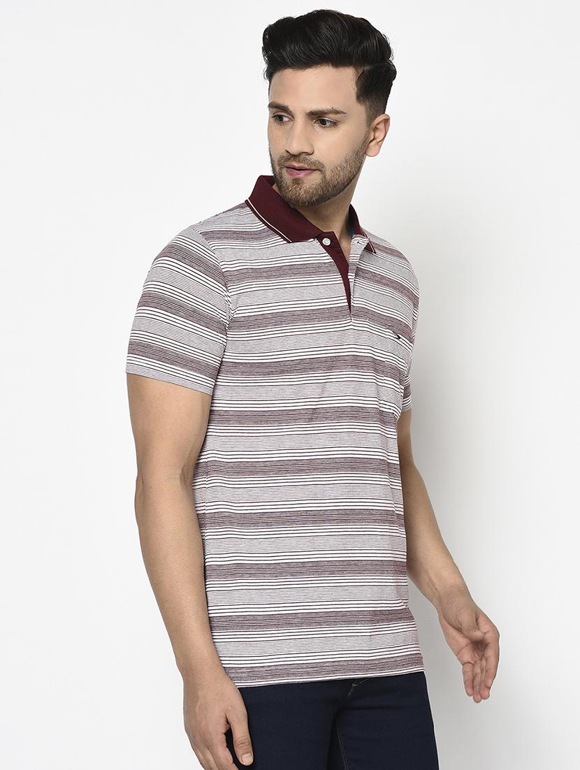 maroon striped polo t-shirt - 17745724 - Standard Image - 1