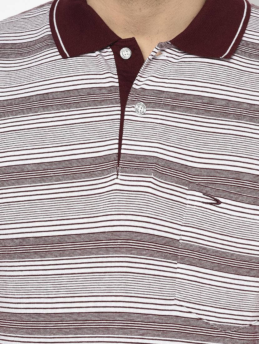 maroon striped polo t-shirt - 17745724 - Standard Image - 4