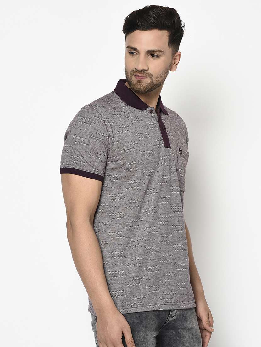 purple self design polo t-shirt - 17745737 - Standard Image - 1