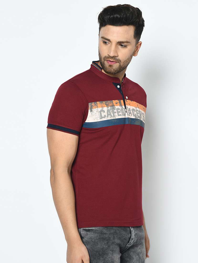 maroon printed t-shirt - 17745738 -  Standard Image - 1