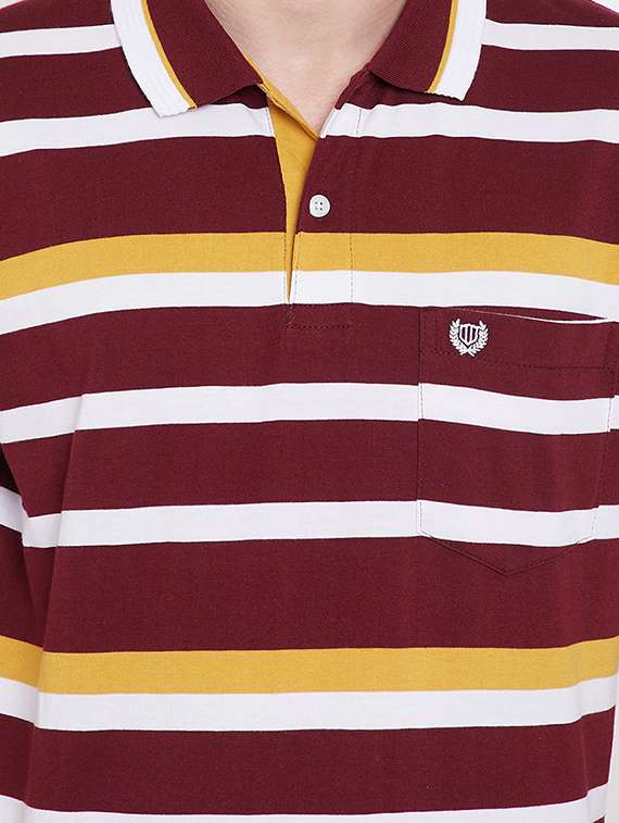 maroon striped polo t-shirt - 17745741 - Standard Image - 4