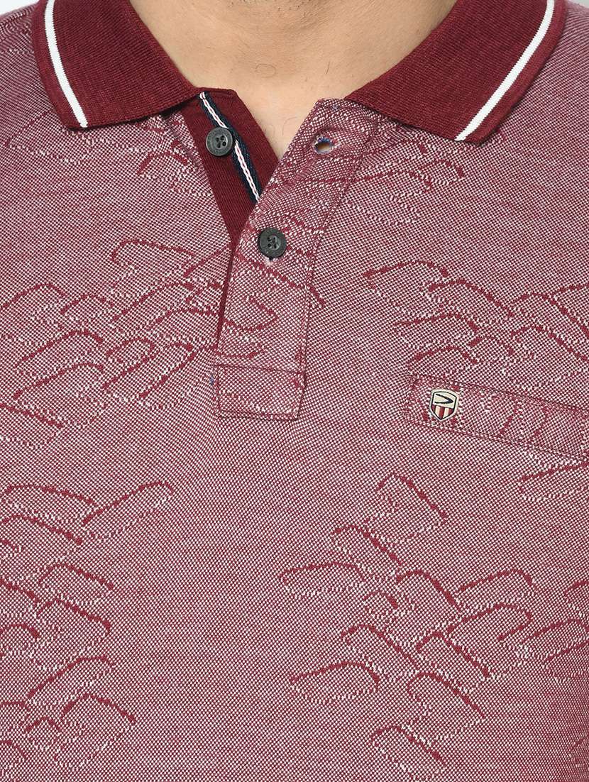 maroon self design polo t-shirt - 17745747 - Standard Image - 4