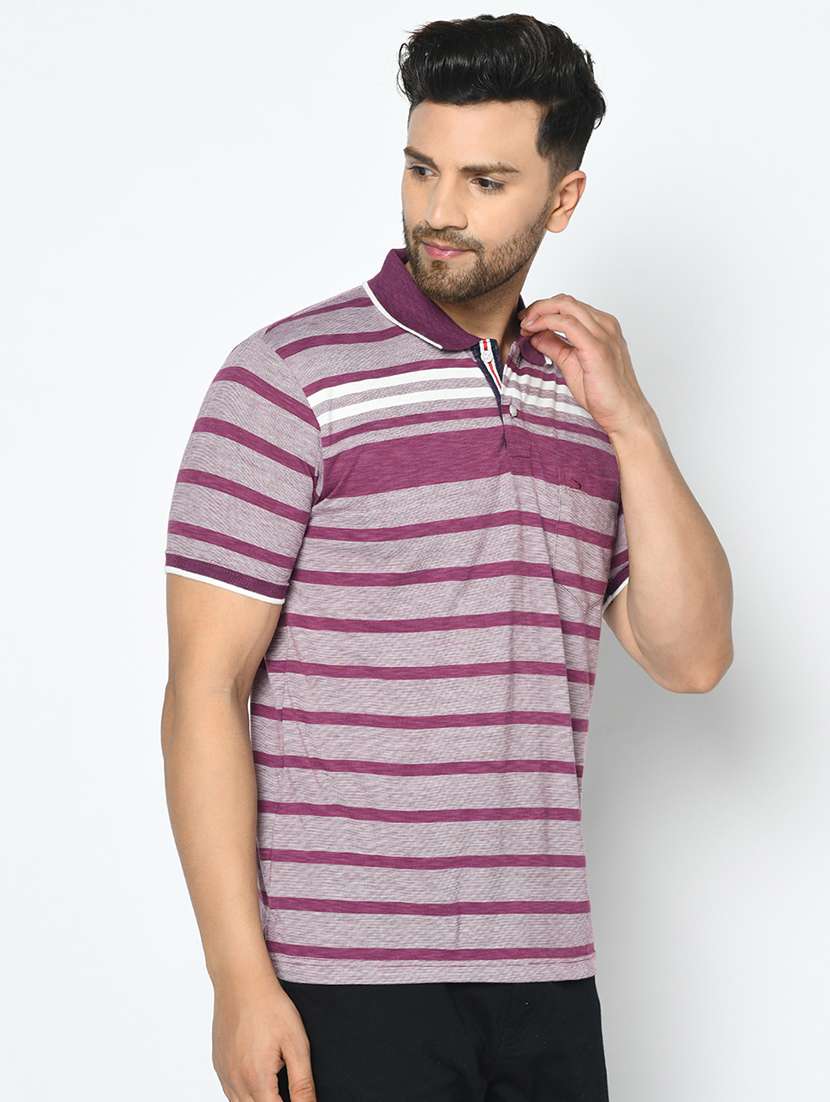purple striped polo t-shirt - 17745752 - Standard Image - 1