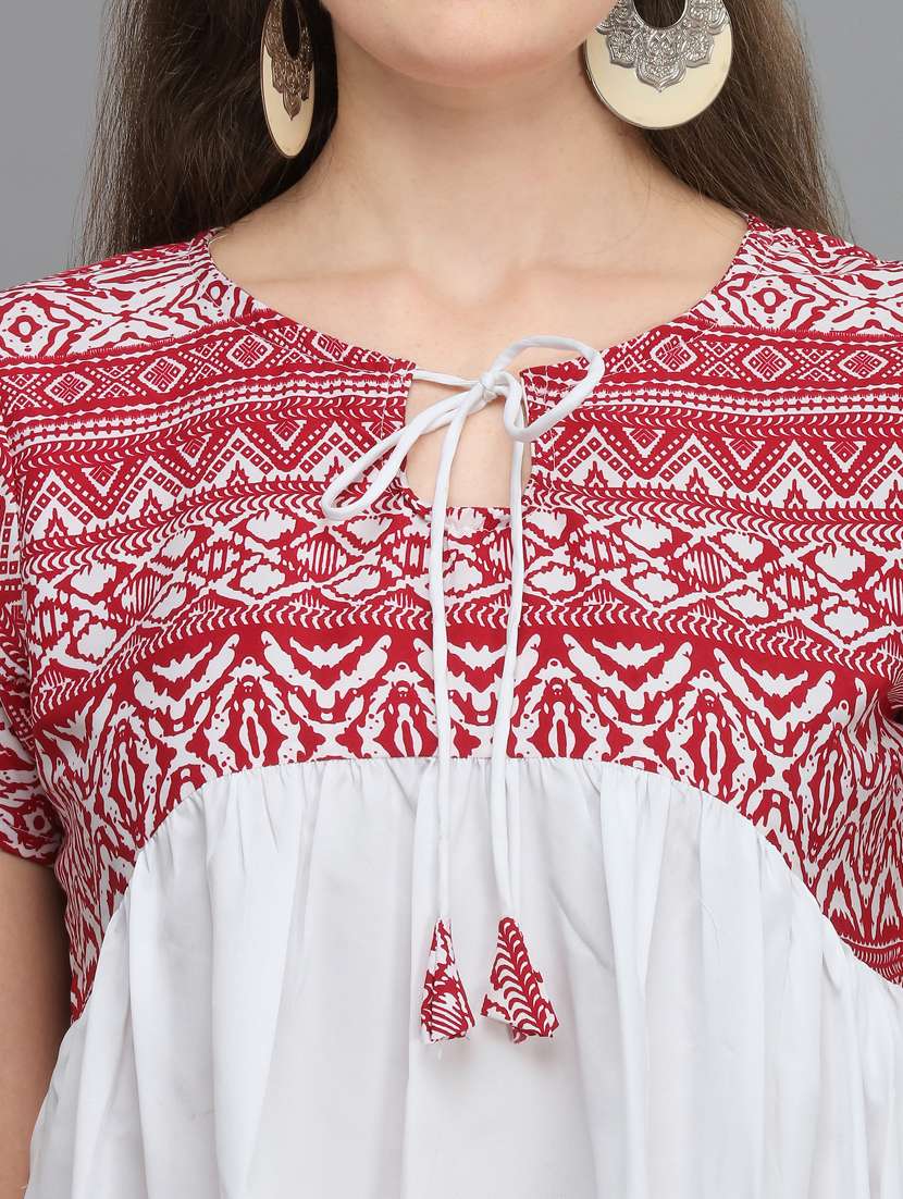 tie up neck printed top - 17748594 -  Standard Image - 4