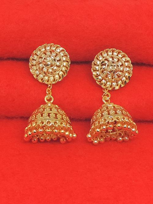 gold brass jhumka earring - 17749411 - Standard Image - 0