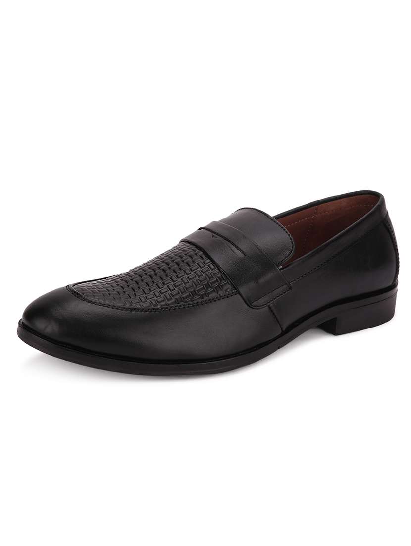 black leather slip on ons