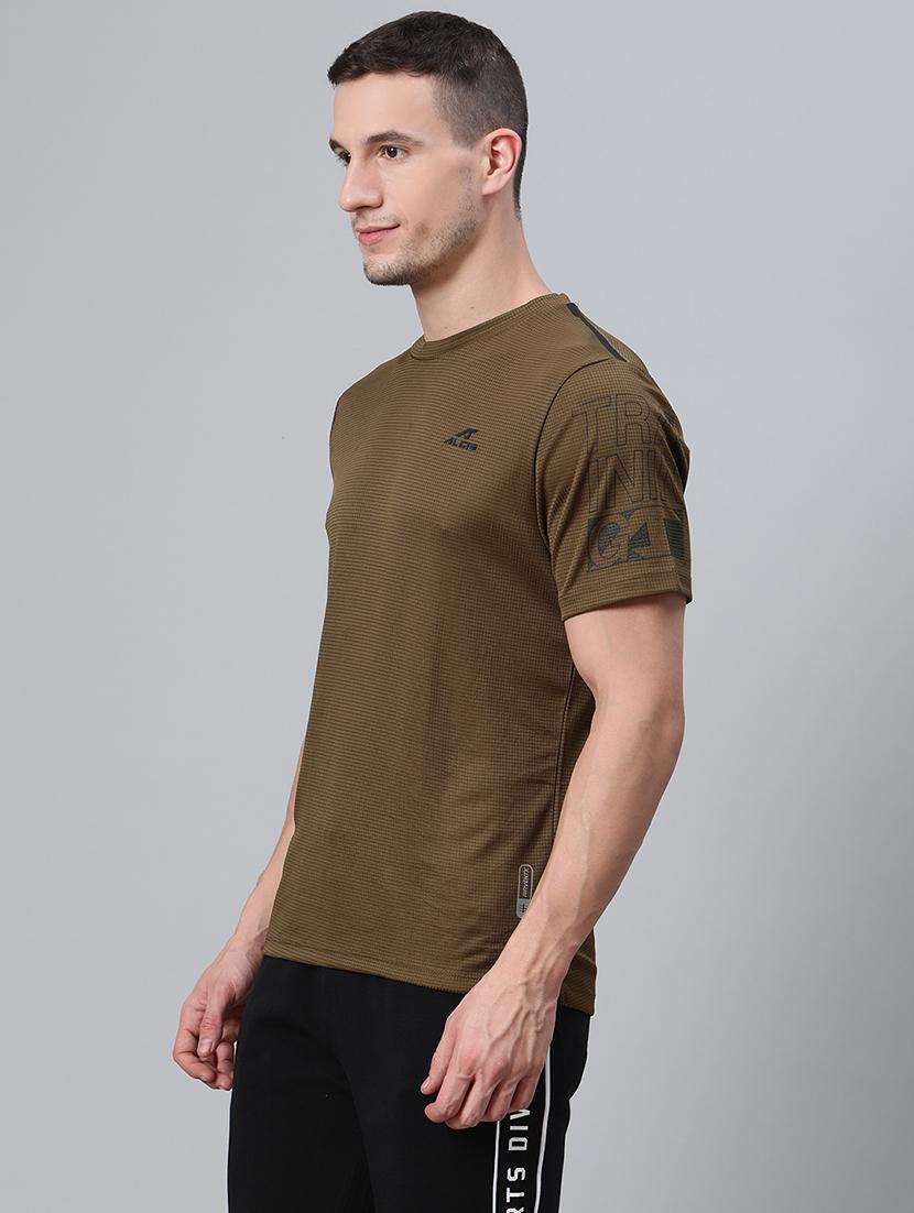 olive green self design t-shirt - 17749577 - Standard Image - 1