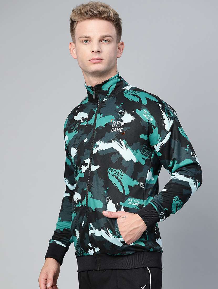 navy blue camouflage printed casual jacket - 17749690 -  Standard Image - 1