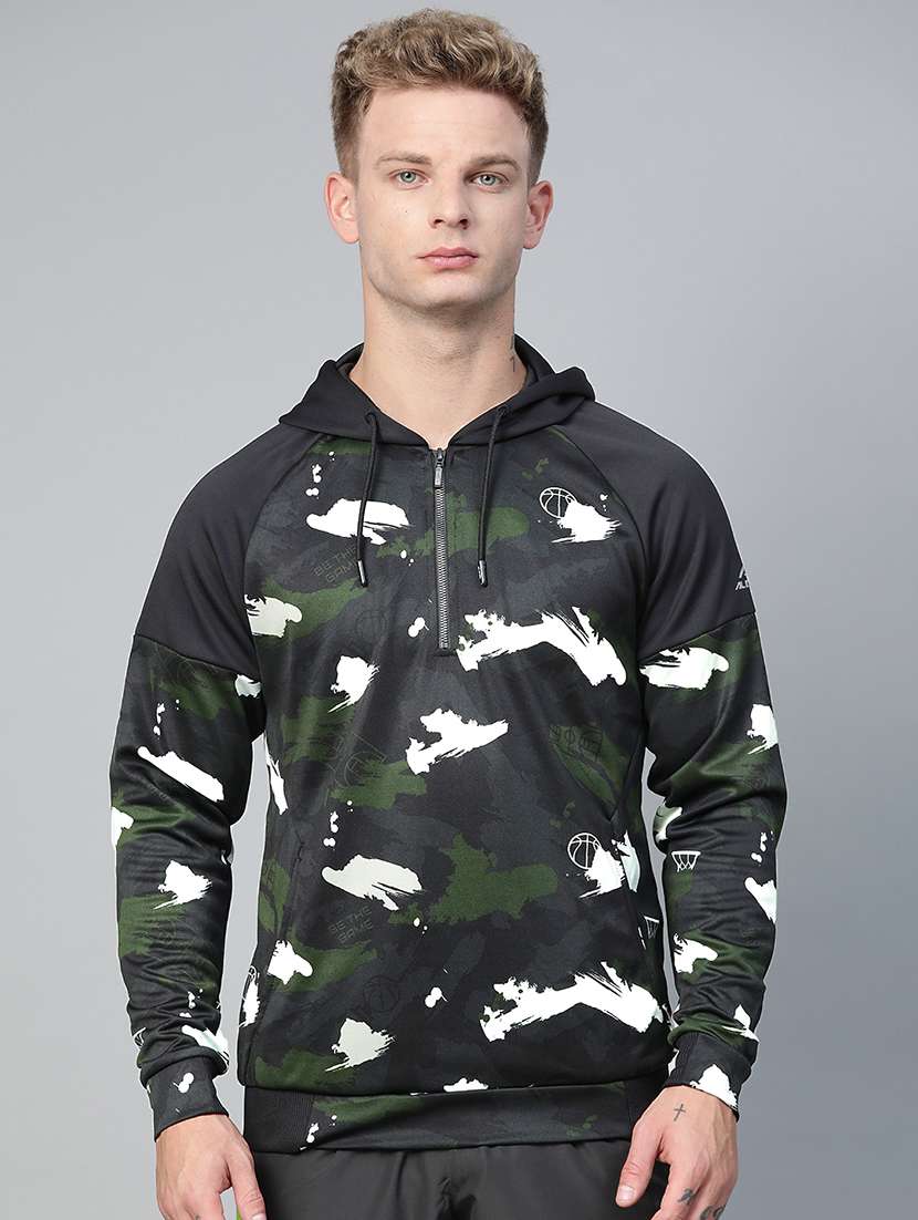 olive green camouflage raglan sweatshirt