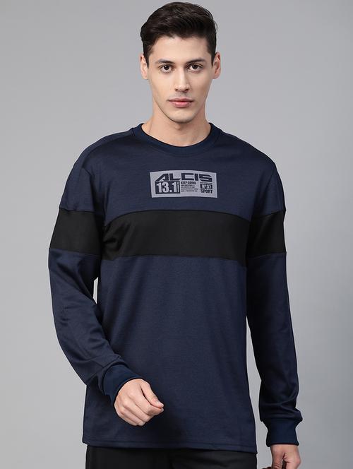 navy blue printed cut & sew sweatshirt - 17749723 -  Standard Image - 0