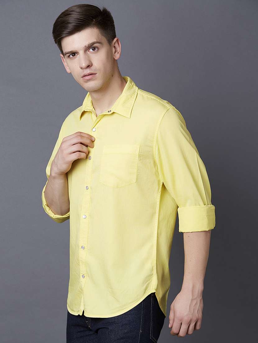 yellow solid casual shirt - 17750276 -  Standard Image - 1