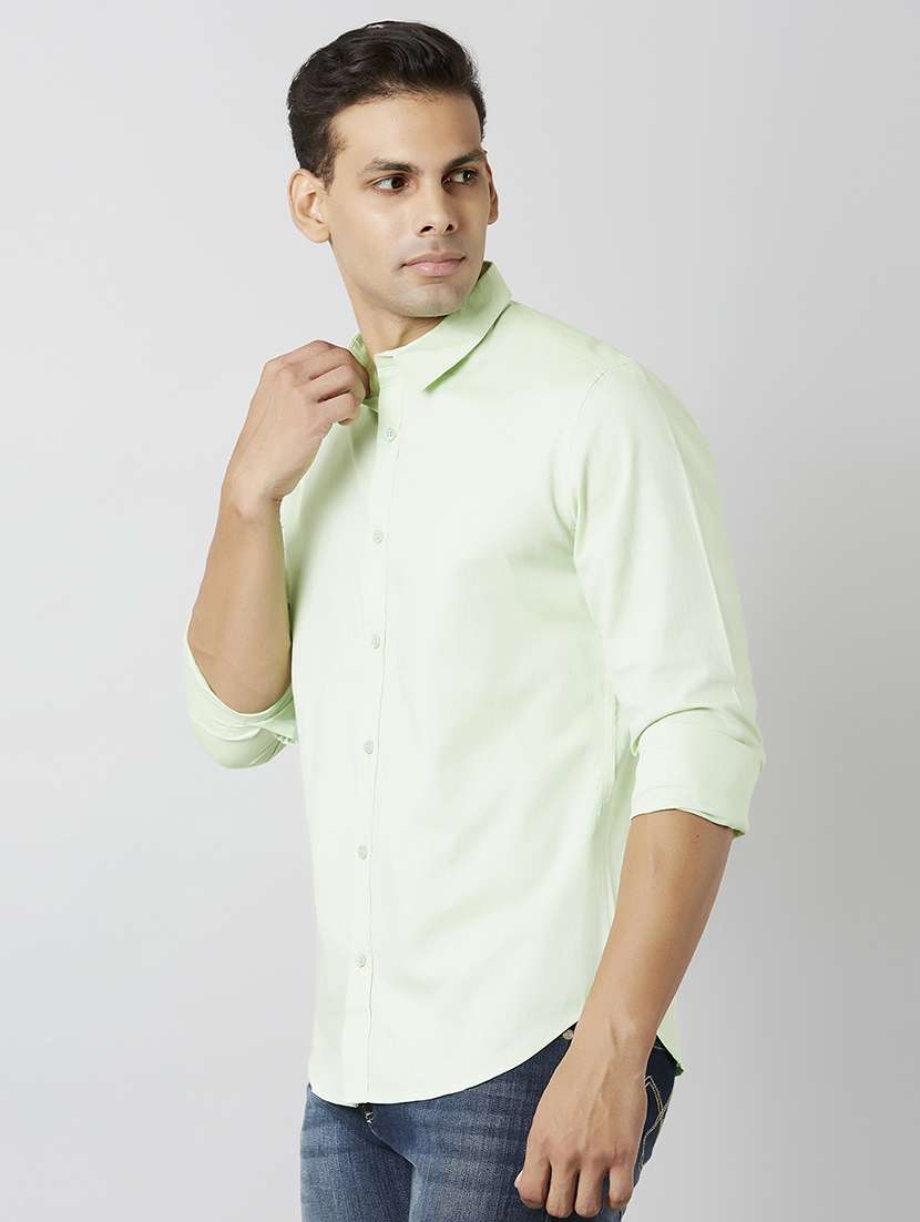 green solid casual shirt - 17750287 -  Standard Image - 1