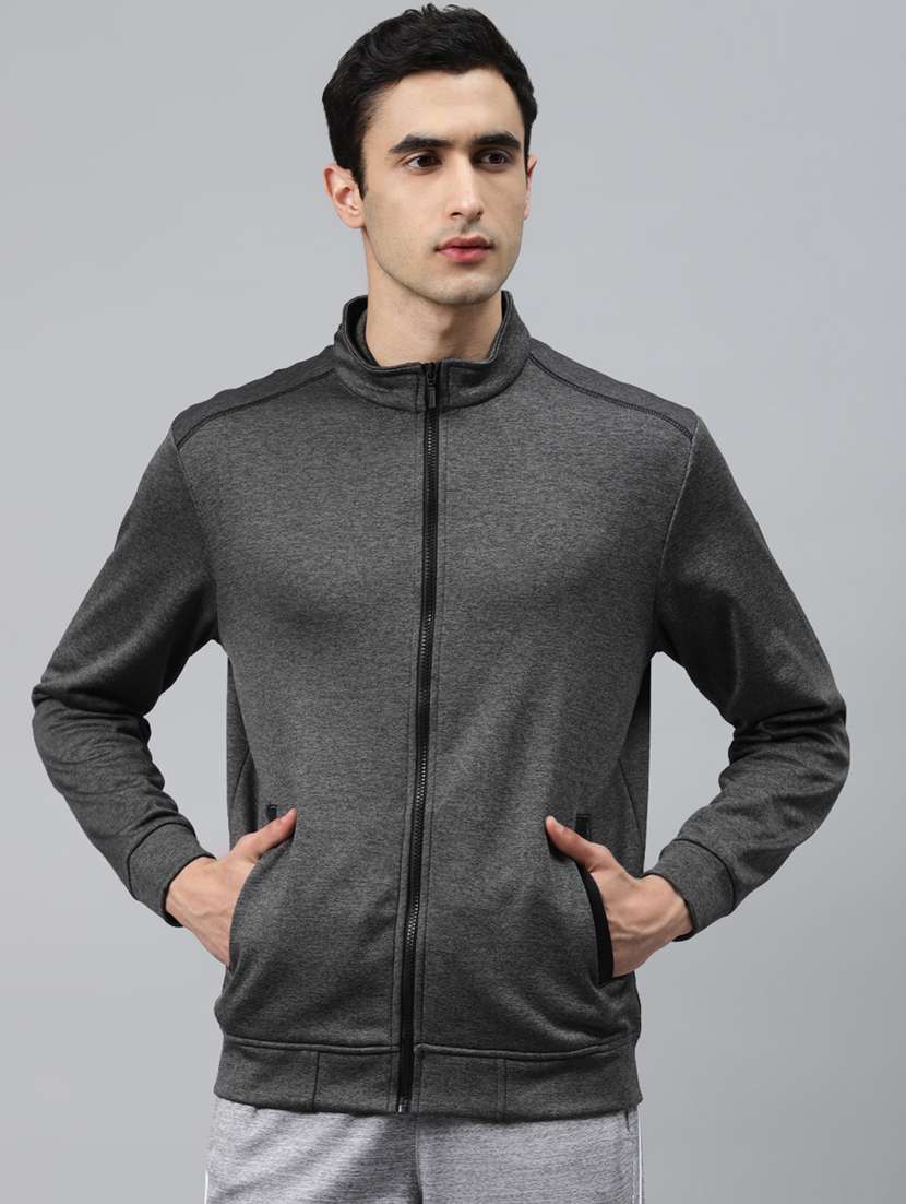grey solid casual jacket - 17750869 - Zoom Image - 0