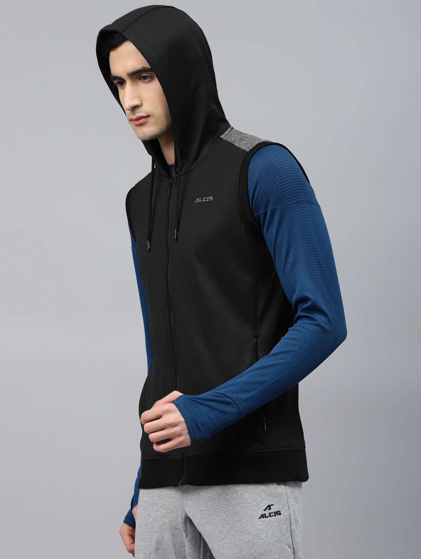black color block cut & sew sweatshirt - 17750876 -  Standard Image - 1
