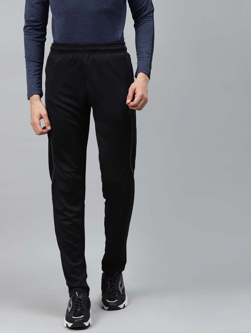 black solid full length track pant