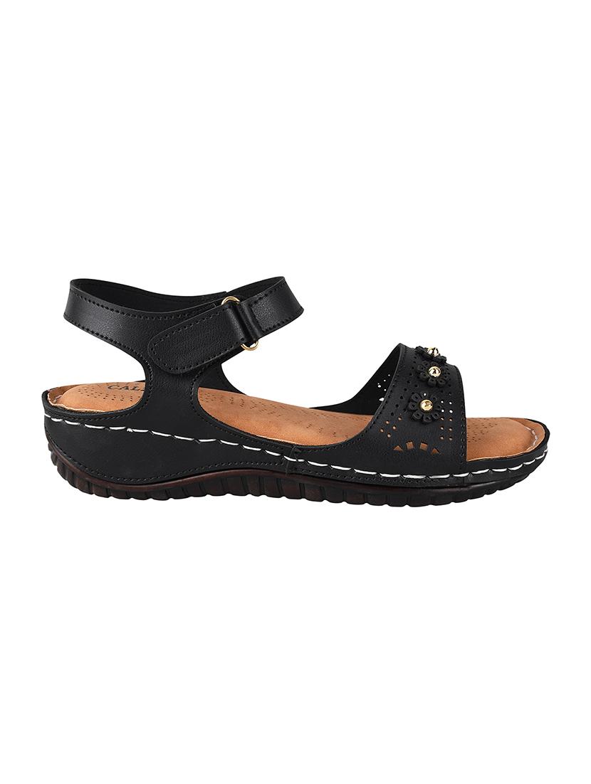 black synthetic back strap sandals - 17750982 -  Standard Image - 1