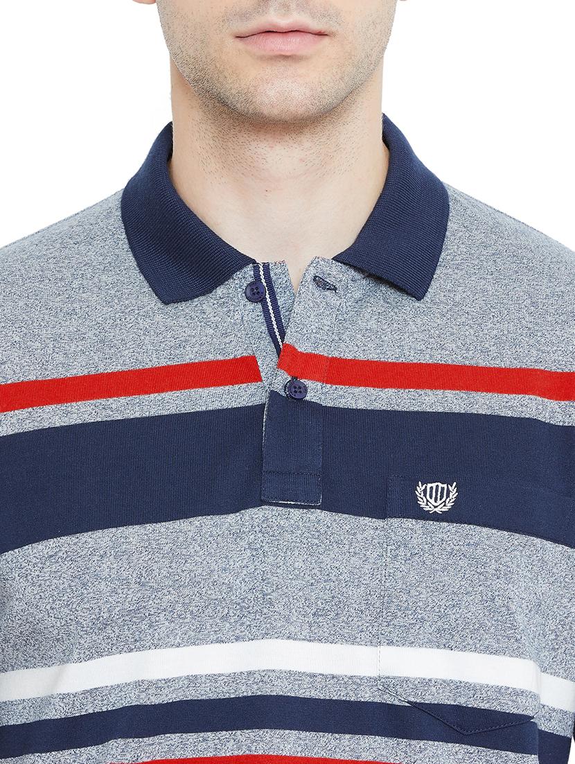 grey striped polo t-shirt - 17751865 - Standard Image - 4
