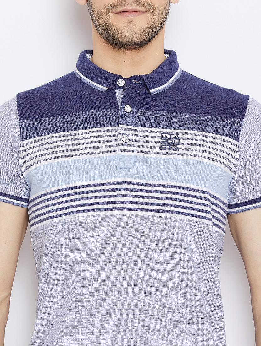 grey striped polo t-shirt - 17751866 - Standard Image - 4