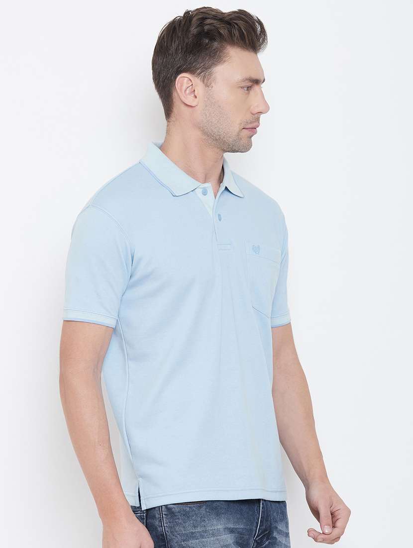 blue solid polo t-shirt - 17751881 -  Standard Image - 1