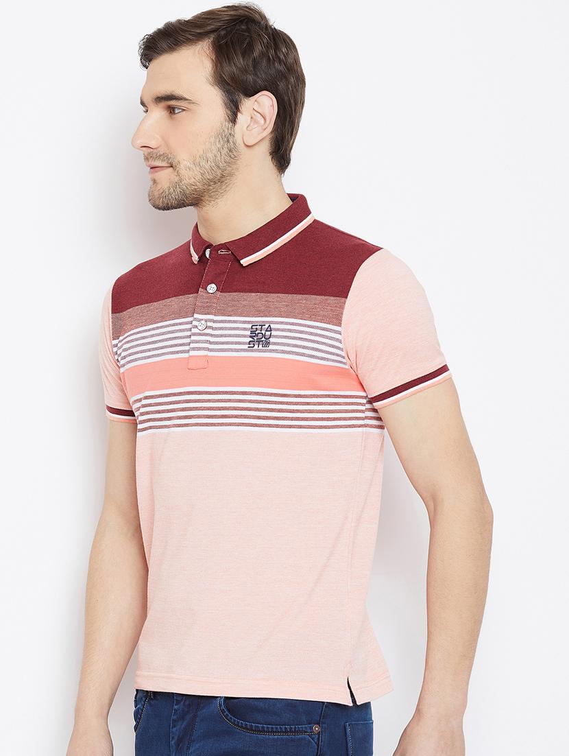 pink striped polo t-shirt - 17751911 - Standard Image - 1
