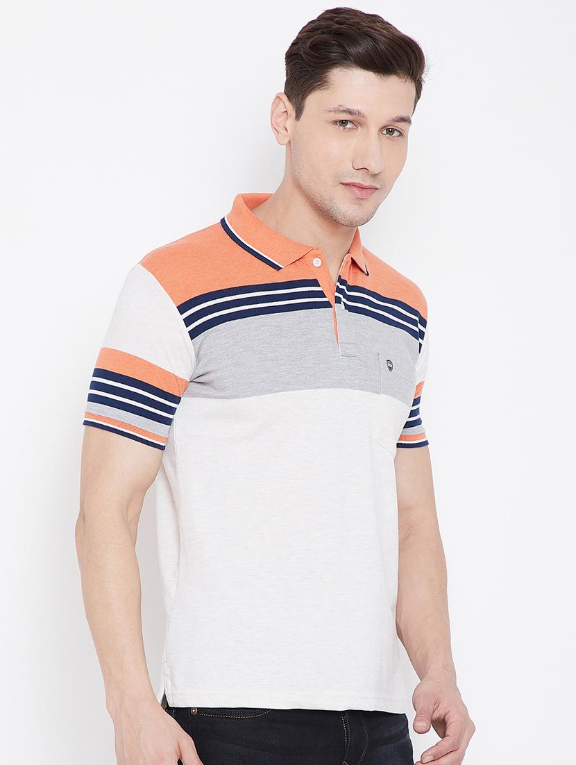 orange striped polo t-shirt - 17751913 - Standard Image - 1