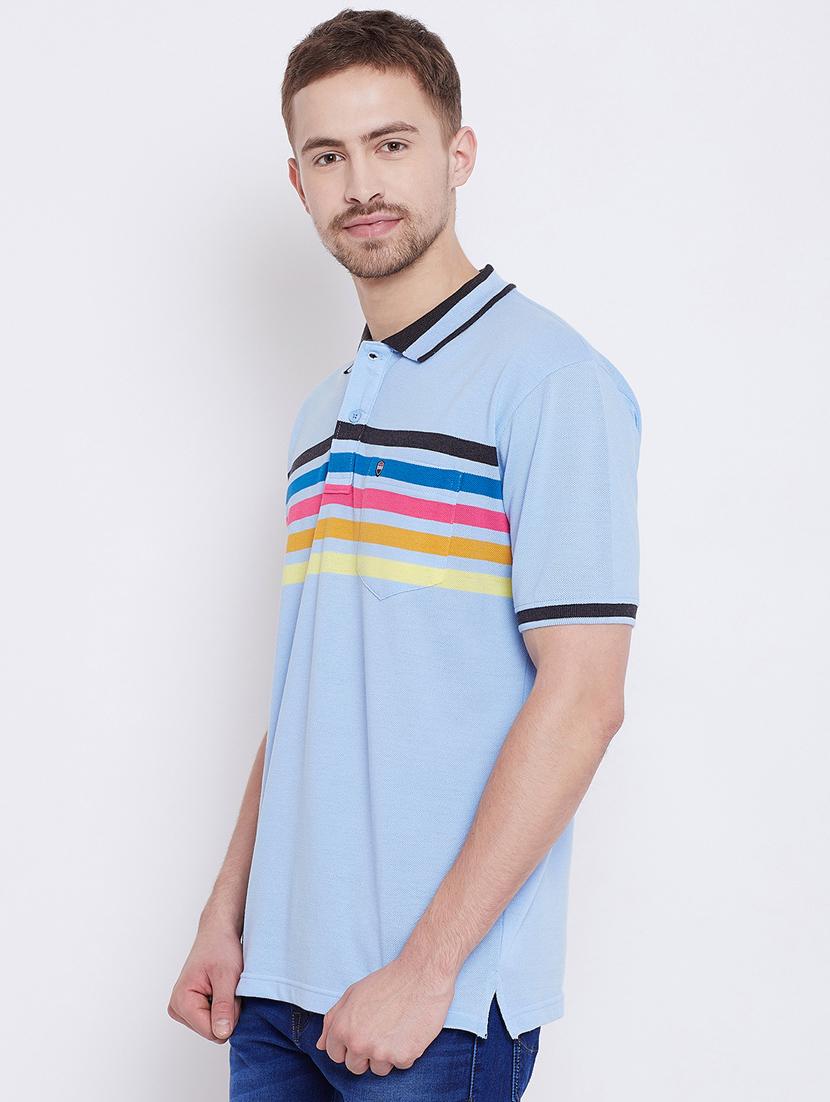 blue striped polo t-shirt - 17751919 - Standard Image - 1