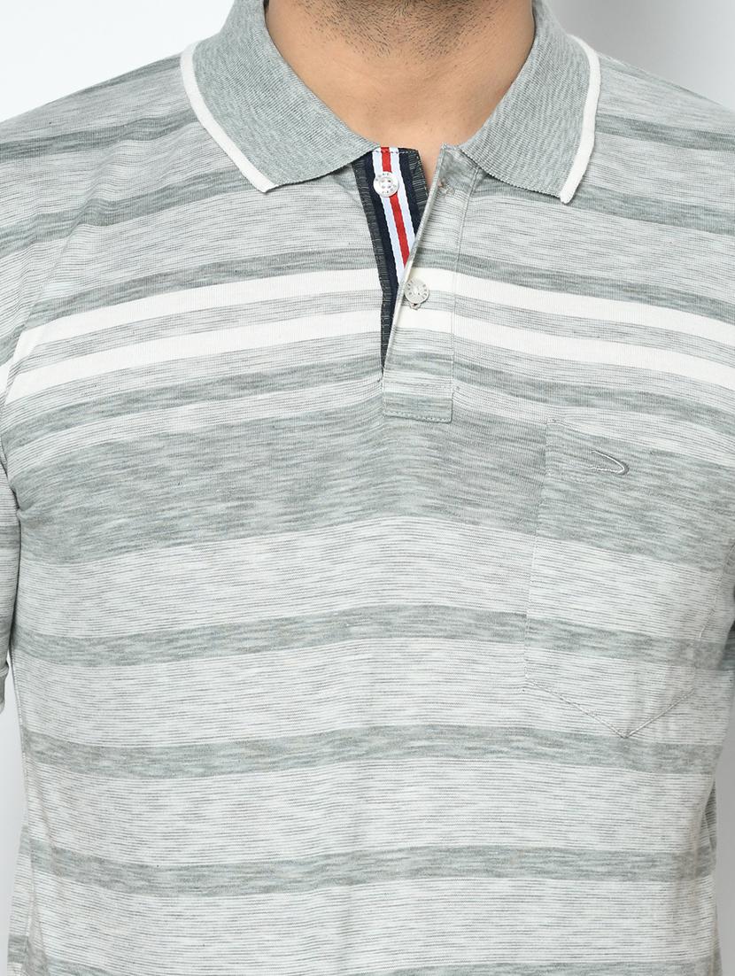 grey striped polo t-shirt - 17751929 - Standard Image - 4