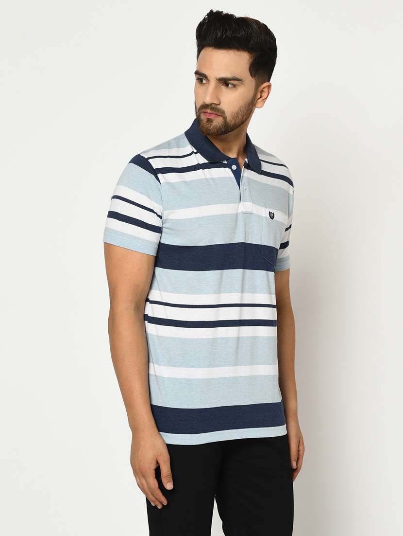 blue striped polo t-shirt - 17751933 -  Standard Image - 1
