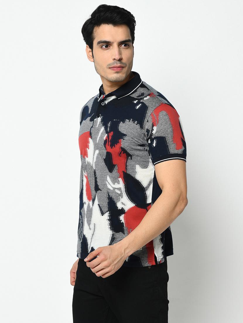 grey printed polo t-shirt - 17751944 - Standard Image - 1