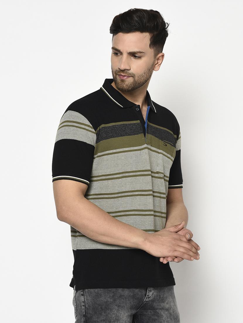 black striped polo t-shirt - 17751948 - Standard Image - 1