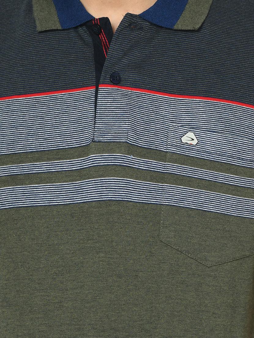 olive striped polo t-shirt - 17751983 - Standard Image - 4