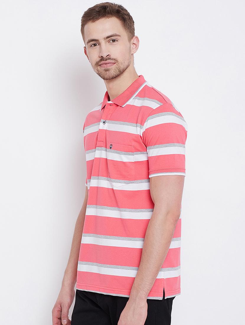 pink striped polo t-shirt - 17752042 - Standard Image - 1