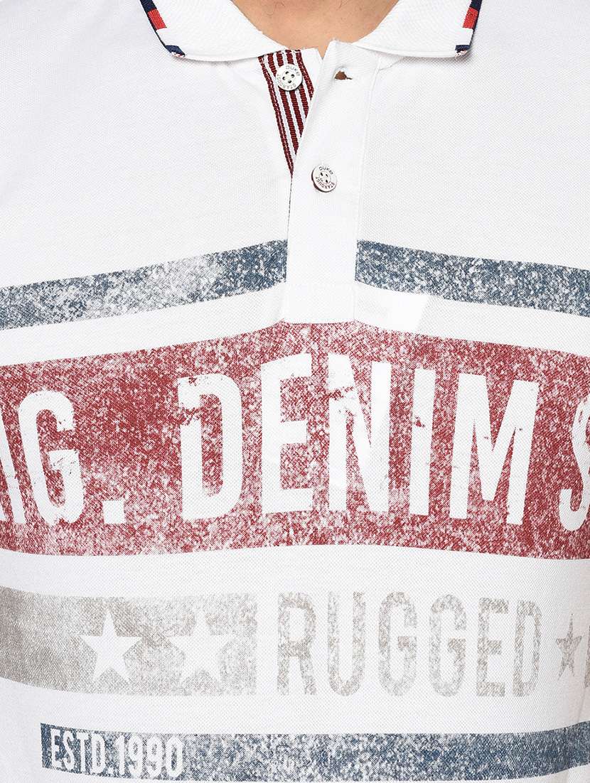 white printed polo t-shirt - 17752066 -  Standard Image - 4