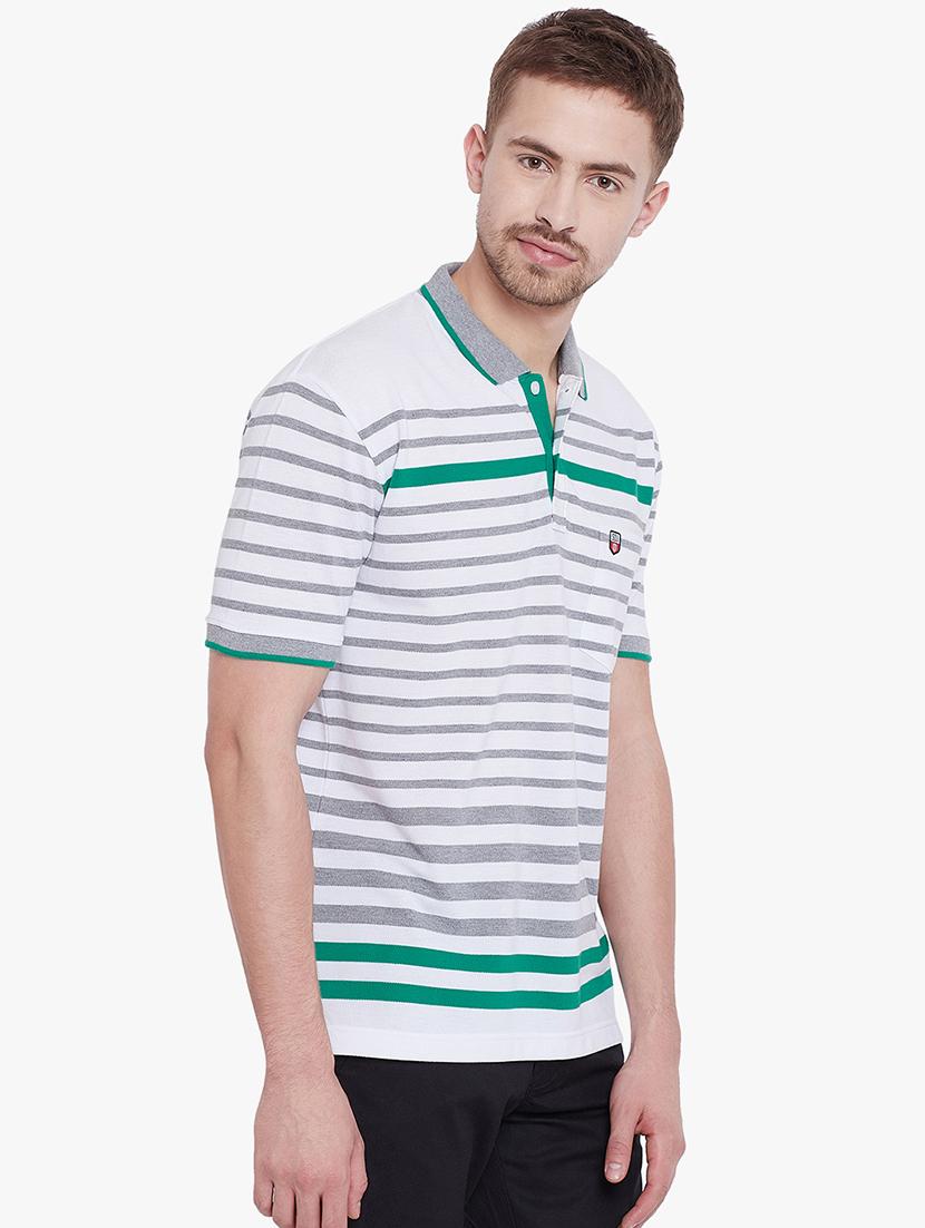 white striped polo t-shirt - 17752077 - Standard Image - 1