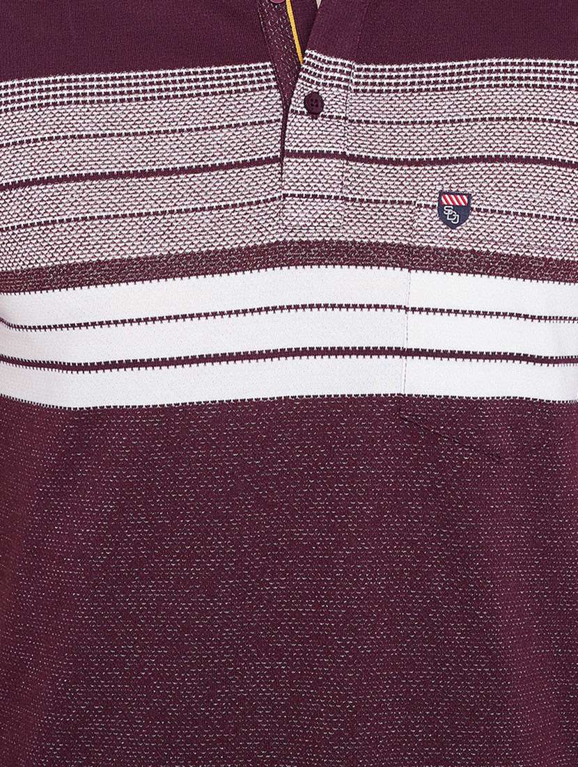 maroon striped polo t-shirt - 17752081 - Standard Image - 4