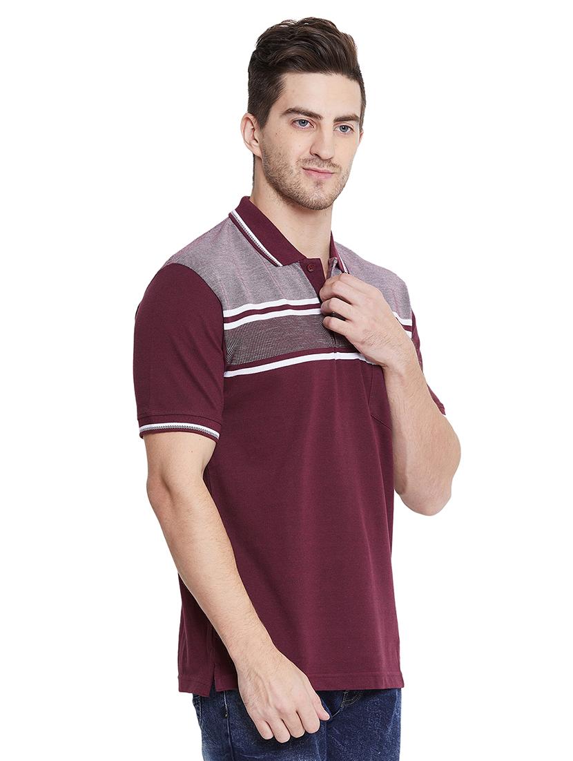 maroon striped polo t-shirt - 17752087 -  Standard Image - 1