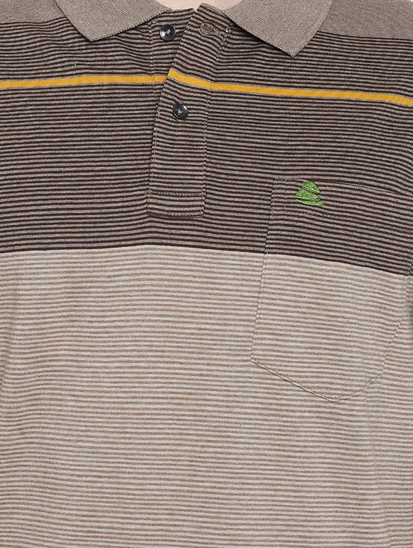 brown striped polo t-shirt - 17752089 - Standard Image - 4