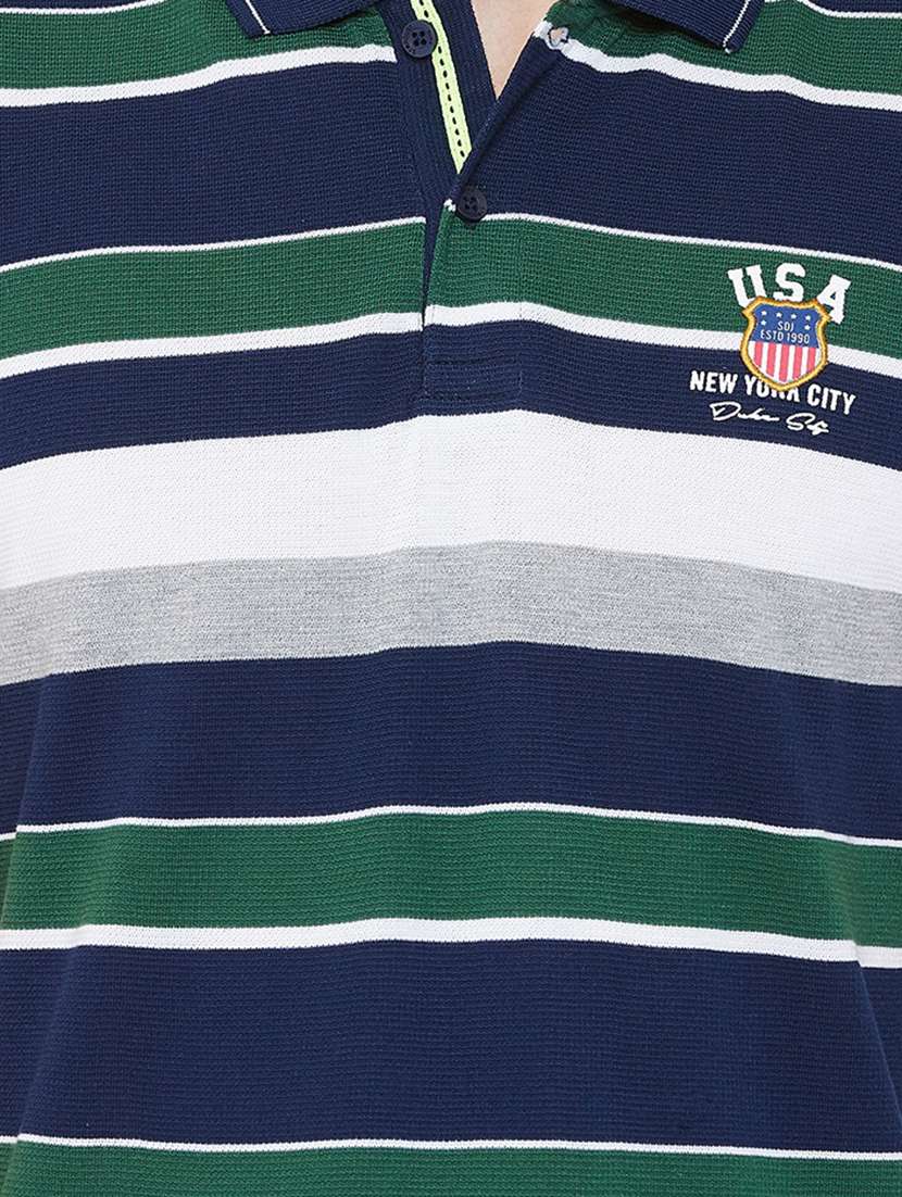 navy blue striped polo t-shirt - 17752090 - Standard Image - 4